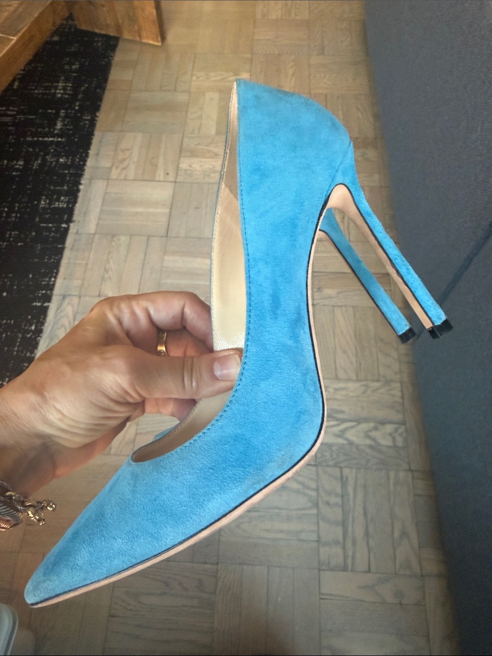 Jimmy Choo Blue Suede Romy Pump - Picture 12 of 12